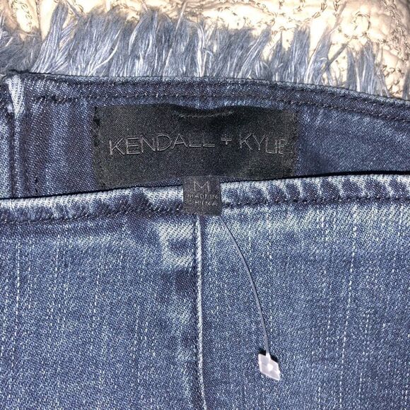 Kendall & Kylie Raw Edge Asymmetrical Denim Seamed Mini… - Picture 5 of 5